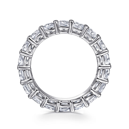 14K White Gold Cushion Cut Shared Prong Diamond Eternity Band angle 2 14K White Gold Cushion Cut Shared Prong Diamond Eternity Band angle 2