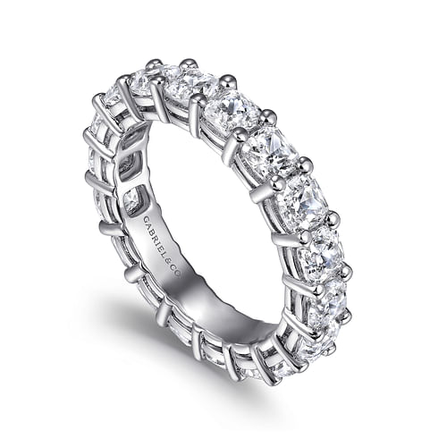 14K White Gold Cushion Cut Shared Prong Diamond Eternity Band