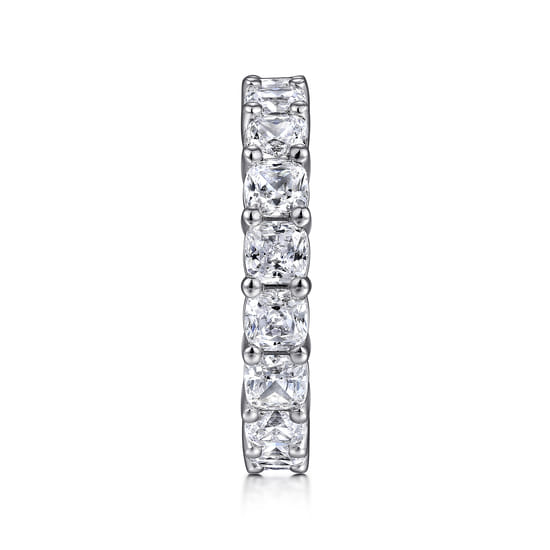 14K White Gold Cushion Cut Shared Prong Diamond Eternity Band angle 4 14K White Gold Cushion Cut Shared Prong Diamond Eternity Band angle 4