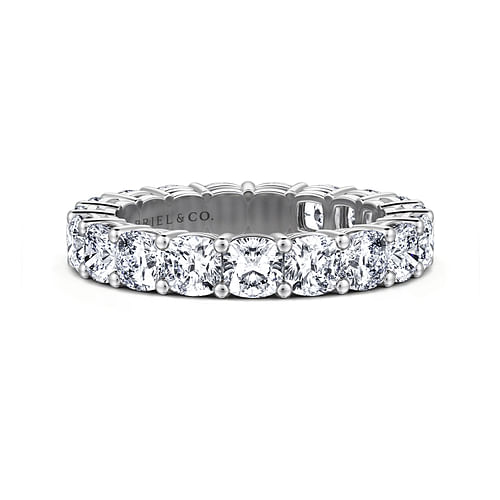 14K White Gold Cushion Cut Shared Prong Diamond Eternity Band