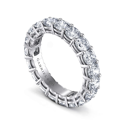 14K White Gold Cushion Cut Shared Prong Diamond Eternity Band