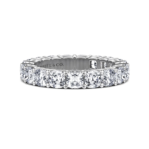 14K White Gold Cushion Cut Shared Prong Diamond Eternity Band