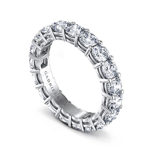 14K White Gold Cushion Cut Shared Prong Diamond Eternity Band