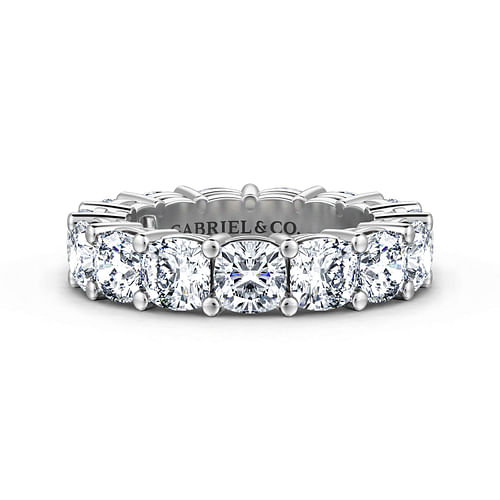 14K White Gold Cushion Cut Shared Prong Diamond Eternity Band