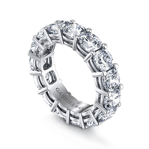 14K White Gold Cushion Cut Shared Prong Diamond Eternity Band