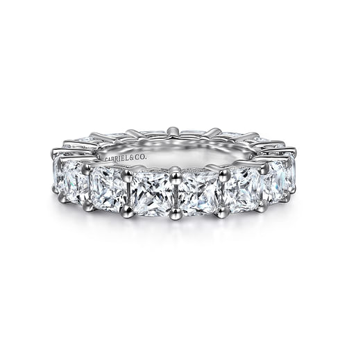 14K White Gold Cushion Cut Shared Prong Diamond Eternity Band