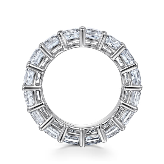 14K White Gold Cushion Cut Shared Prong Diamond Eternity Band angle 2 14K White Gold Cushion Cut Shared Prong Diamond Eternity Band angle 2