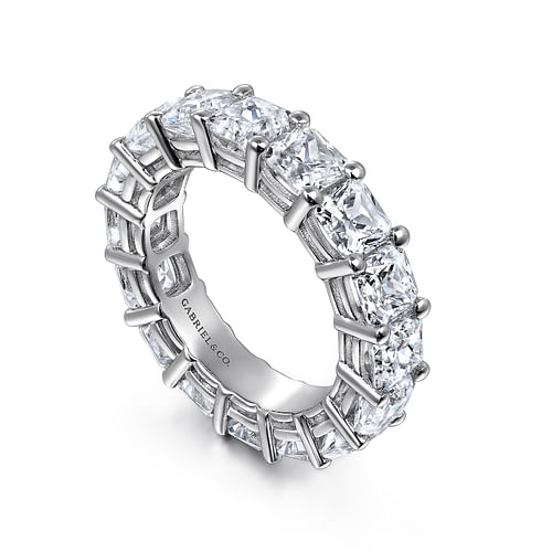 14K White Gold Cushion Cut Shared Prong Diamond Eternity Band