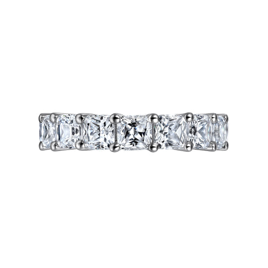 14K White Gold Cushion Cut Shared Prong Diamond Eternity Band angle 6 14K White Gold Cushion Cut Shared Prong Diamond Eternity Band angle 6