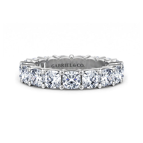 14K White Gold Cushion Cut Shared Prong Diamond Eternity Band