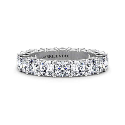 14K White Gold Cushion Cut Shared Prong Diamond Eternity Band