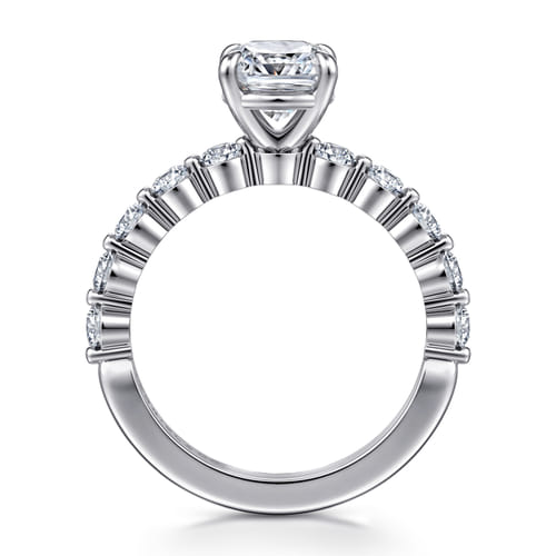 14K White Gold Cushion Cut Single Prong Diamond Engagement Ring