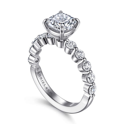 14K White Gold Cushion Cut Single Prong Diamond Engagement Ring