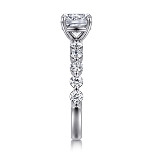 14K White Gold Cushion Cut Single Prong Diamond Engagement Ring