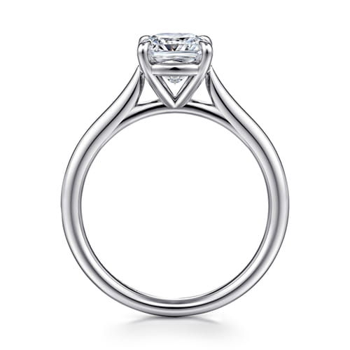 14K White Gold Cushion Cut Solitaire Diamond Engagement Ring