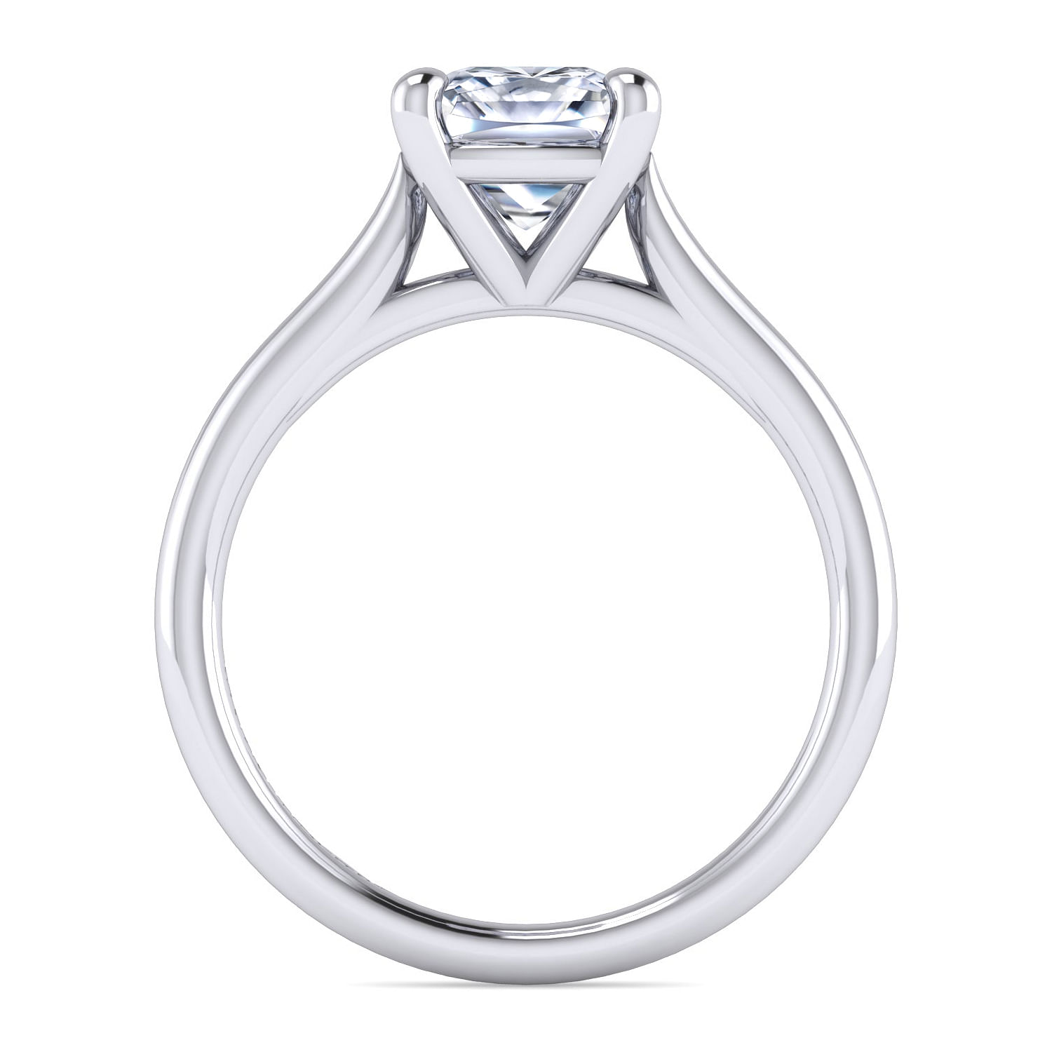 14K White Gold Cushion Cut Solitaire Diamond Engagement Ring