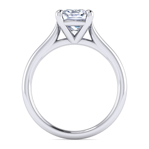 14K White Gold Cushion Cut Solitaire Diamond Engagement Ring