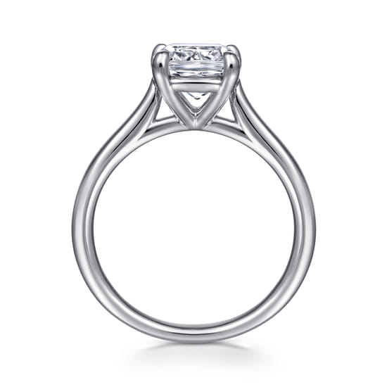 14K White Gold Cushion Cut Solitaire Diamond Engagement Ring angle 2