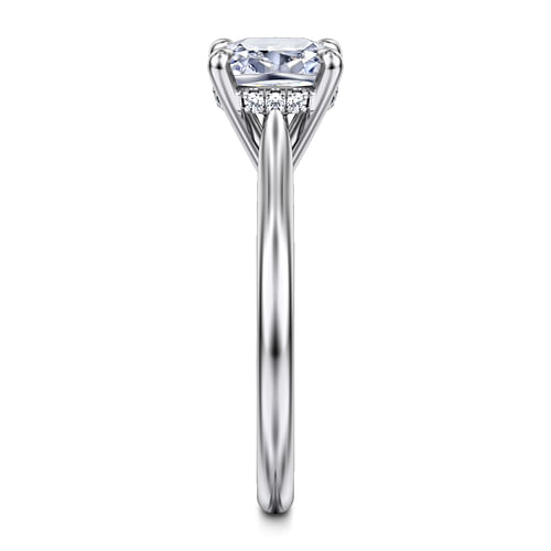 14K White Gold Cushion Cut Solitaire Diamond Engagement Ring