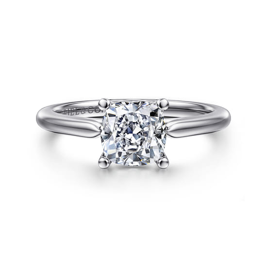 14K White Gold Cushion Cut Solitaire Diamond Engagement Ring
