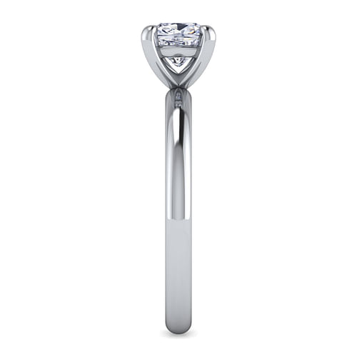 14K White Gold Cushion Cut Solitaire Engagement Ring