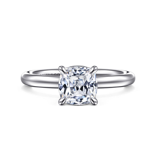 Gabriel - 14K White Gold Cushion Cut Solitaire Engagement Ring
