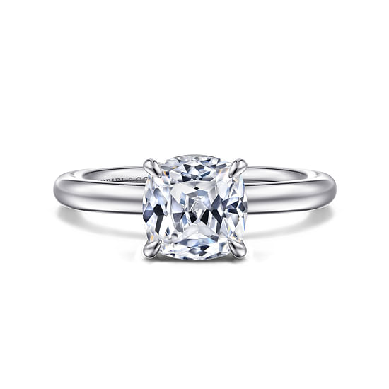 Gabriel - 14K White Gold Cushion Cut Solitaire Engagement Ring