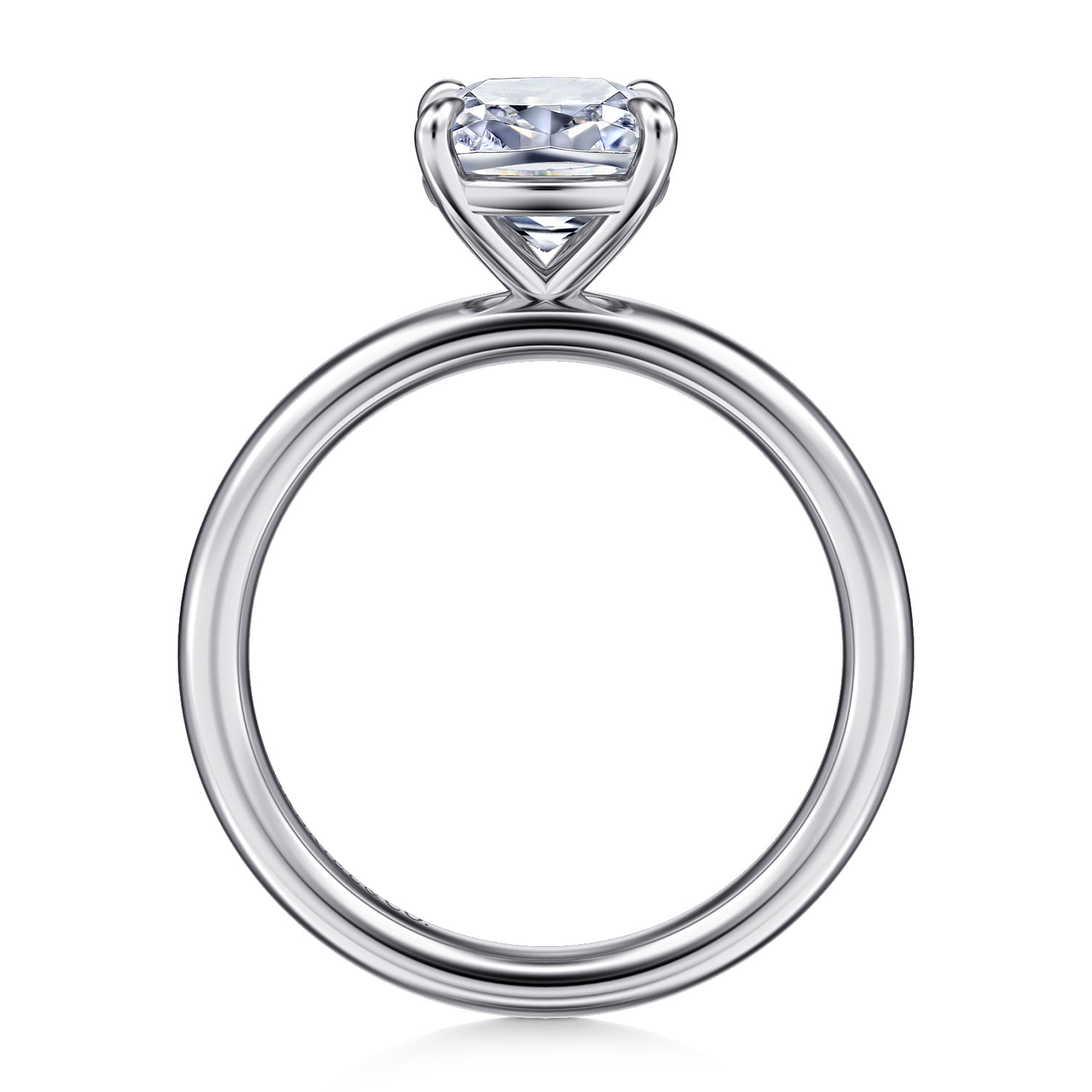 14K White Gold Cushion Cut Solitaire Engagement Ring