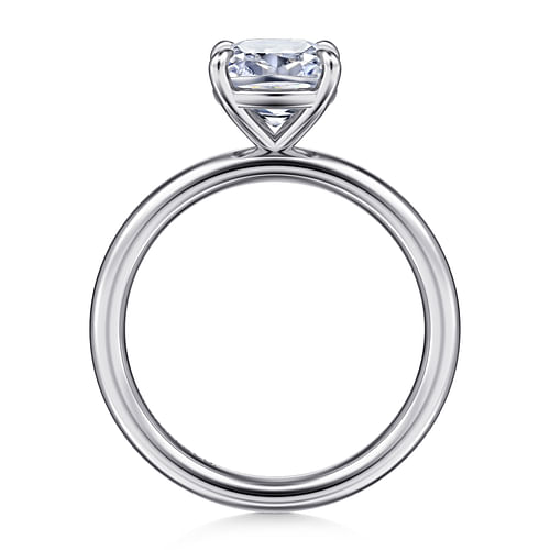 14K White Gold Cushion Cut Solitaire Engagement Ring