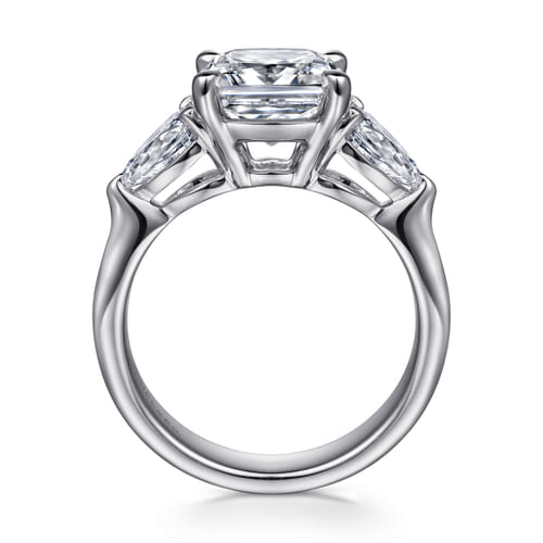 14K White Gold Cushion Cut Three Stone Diamond Engagement Ring
