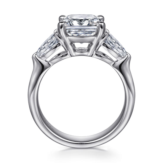 14K White Gold Cushion Cut Three Stone Diamond Engagement Ring angle 2