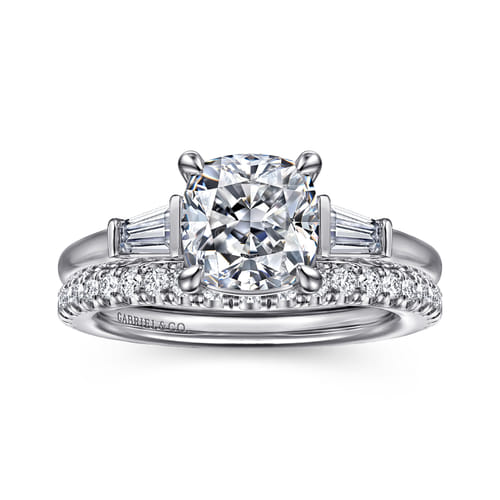 14K White Gold Cushion Cut Three Stone Diamond Engagement Ring 14K White Gold Cushion Cut Three Stone Diamond Engagement Ring
