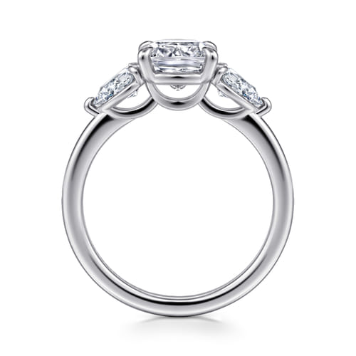 14K White Gold Cushion Cut Three Stone Diamond Engagement Ring