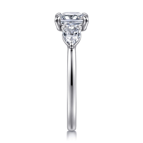 14K White Gold Cushion Cut Three Stone Diamond Engagement Ring