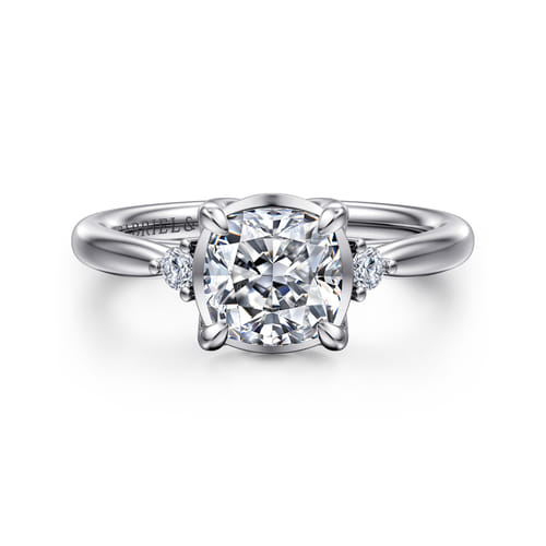 14K White Gold Cushion Cut Three Stone Diamond Engagement Ring 14K White Gold Cushion Cut Three Stone Diamond Engagement Ring
