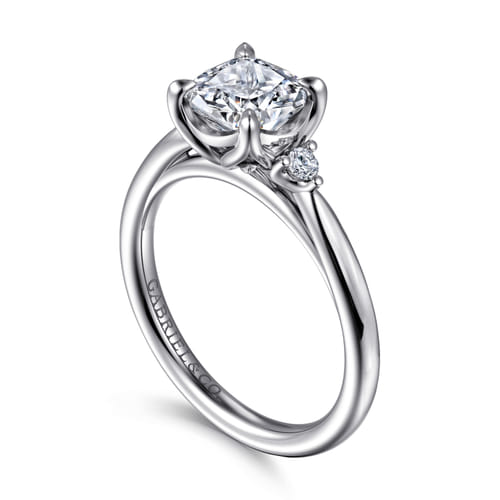 14K White Gold Cushion Cut Three Stone Diamond Engagement Ring 14K White Gold Cushion Cut Three Stone Diamond Engagement Ring