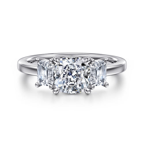 14K White Gold Cushion Cut Three Stone Diamond Engagement Ring 14K White Gold Cushion Cut Three Stone Diamond Engagement Ring
