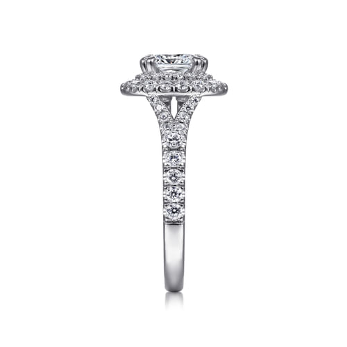14K White Gold Cushion Double Halo Diamond Engagement Ring