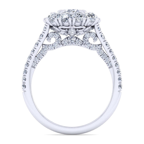 14K White Gold Cushion Double Halo Diamond Engagement Ring