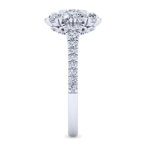 14K White Gold Cushion Double Halo Diamond Engagement Ring