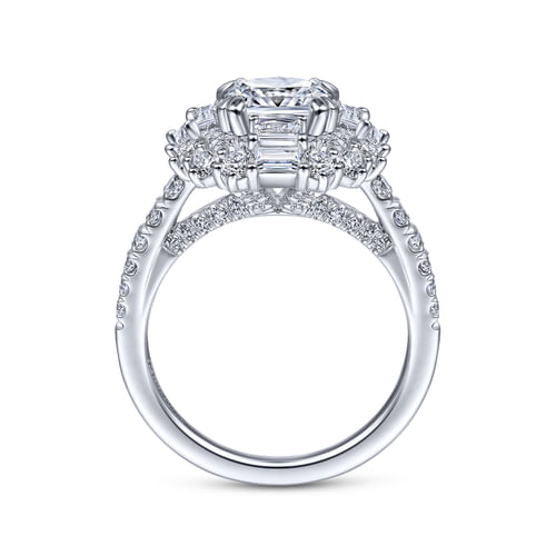 14K White Gold Cushion Double Halo Diamond Engagement Ring