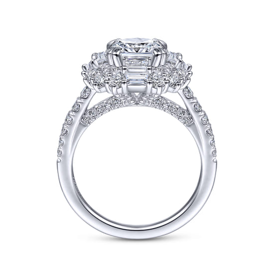 14K White Gold Cushion Double Halo Diamond Engagement Ring angle 2