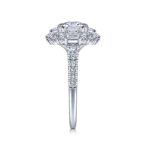 14K White Gold Cushion Double Halo Diamond Engagement Ring