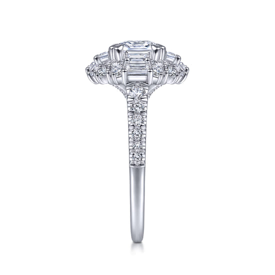 14K White Gold Cushion Double Halo Diamond Engagement Ring angle 5