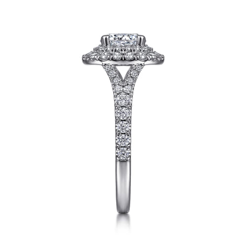 14K White Gold Cushion Double Halo Round Diamond Engagement Ring 14K White Gold Cushion Double Halo Round Diamond Engagement Ring