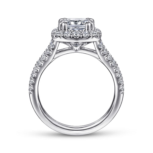 14K White Gold Cushion Halo Diamond Engagement Ring