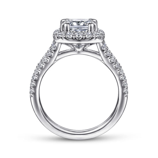 14K White Gold Cushion Halo Diamond Engagement Ring angle 2