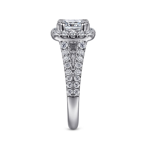 14K White Gold Cushion Halo Diamond Engagement Ring