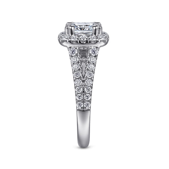 14K White Gold Cushion Halo Diamond Engagement Ring angle 5