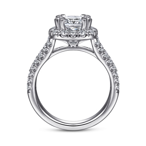 14K White Gold Cushion Halo Diamond Engagement Ring